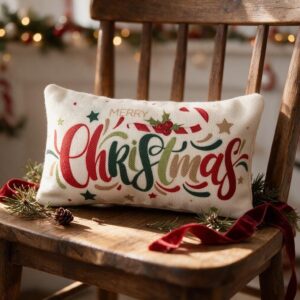 Cojín navideño Christmas con bastón de caramelo – NAV007