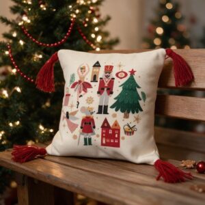 Cojín navideño Árbol y personajes navideños – NAV010