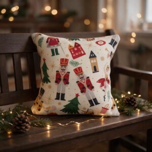 Cojín navideño Cascanueces y casitas – NAV011