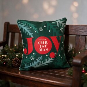 Cojín navideño Joy sobre verde – NAV014