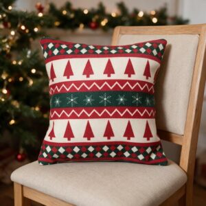 Cojín navideño Árboles y cenefas navideñas – NAV015