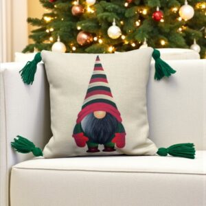 Cojín navideño Gnomo con gorro de rayas – NAV030