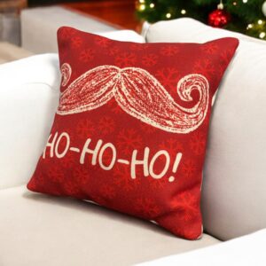 Cojín navideño Bigote y Ho-Ho-Ho rojo – NAV038