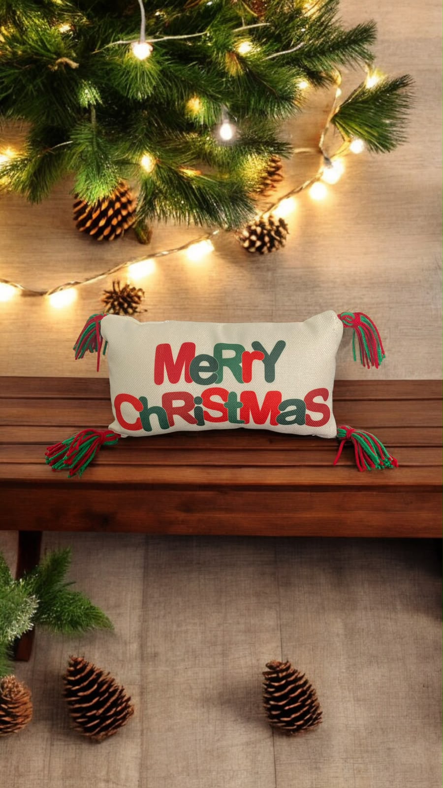 Cojín navideño Merry Christmas multicolor rectangular – NAV041