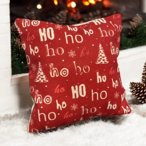 Cojín navideño Ho ho ho en patrón rojo – NAV042
