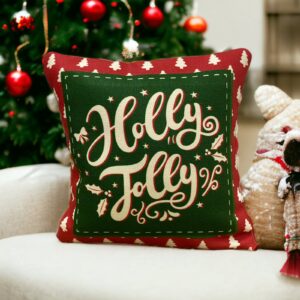 Cojín navideño Holly Jolly verde – NAV054