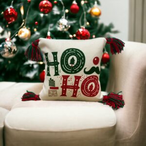 Cojín navideño Ho Ho Ho verde y rojo – NAV056