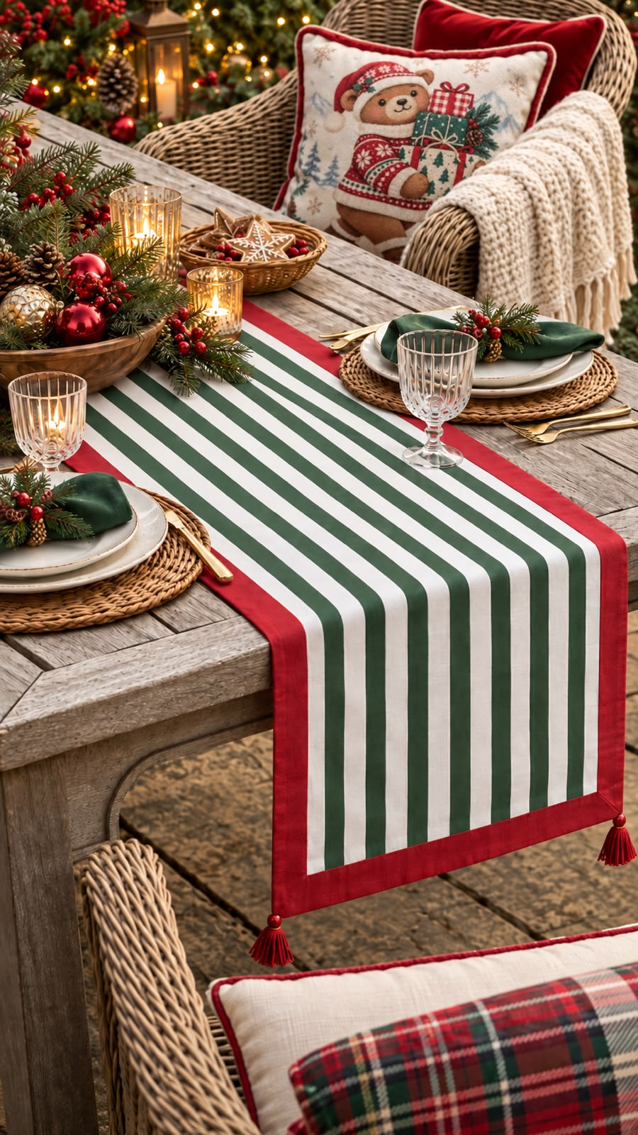 Imagen de inspiración de un camino de mesa navideño